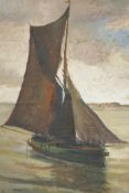 C. Lacroix, study of a sailing vessel on calm waters, 21" x 16"