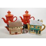 Two Price of Kensington Post Office box novelty teapots, 9½" high, two novelty Coronation Street