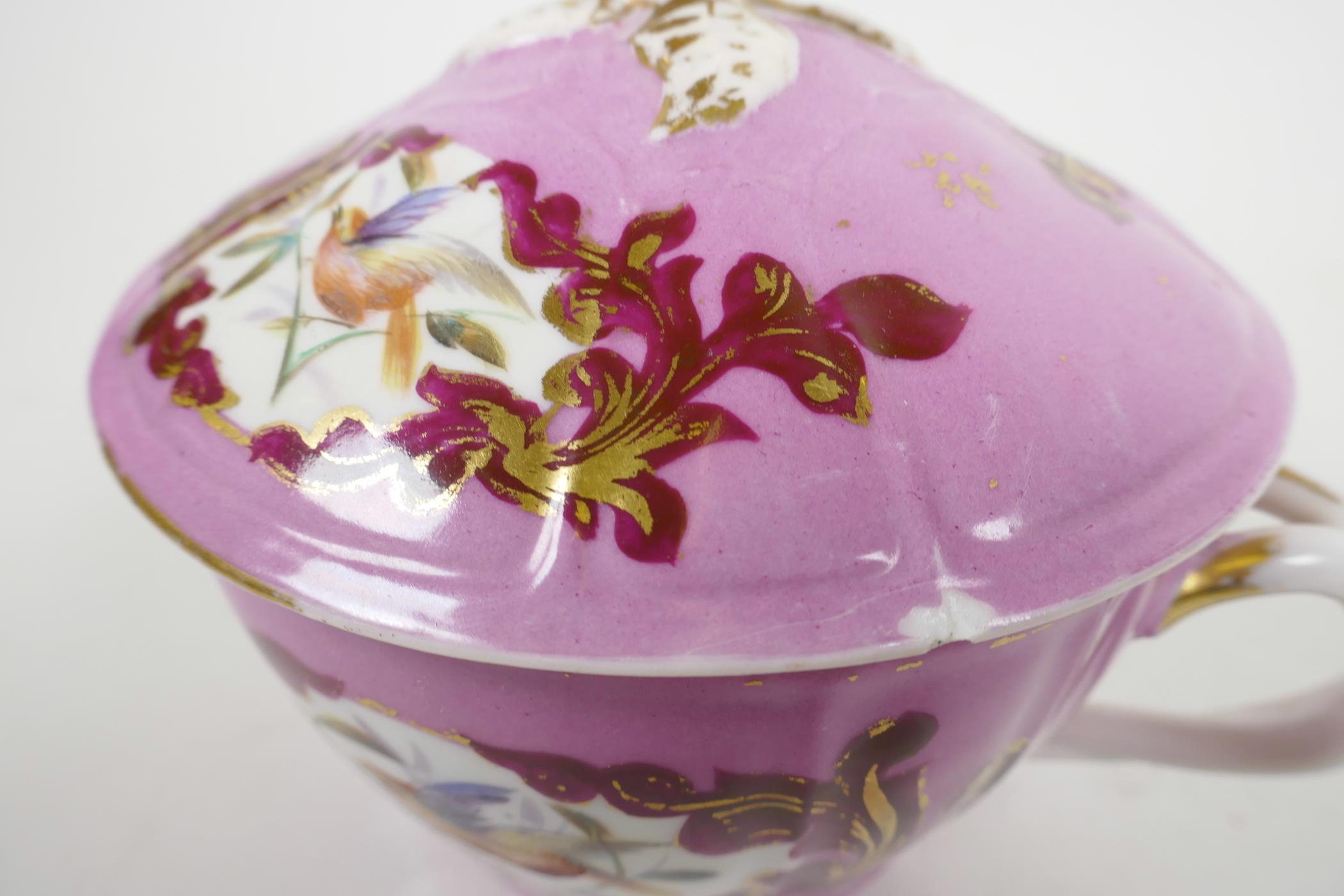A Meissen style écuelle and cover emulating the Marcolini period of the late C18th, porcelain with - Image 5 of 8