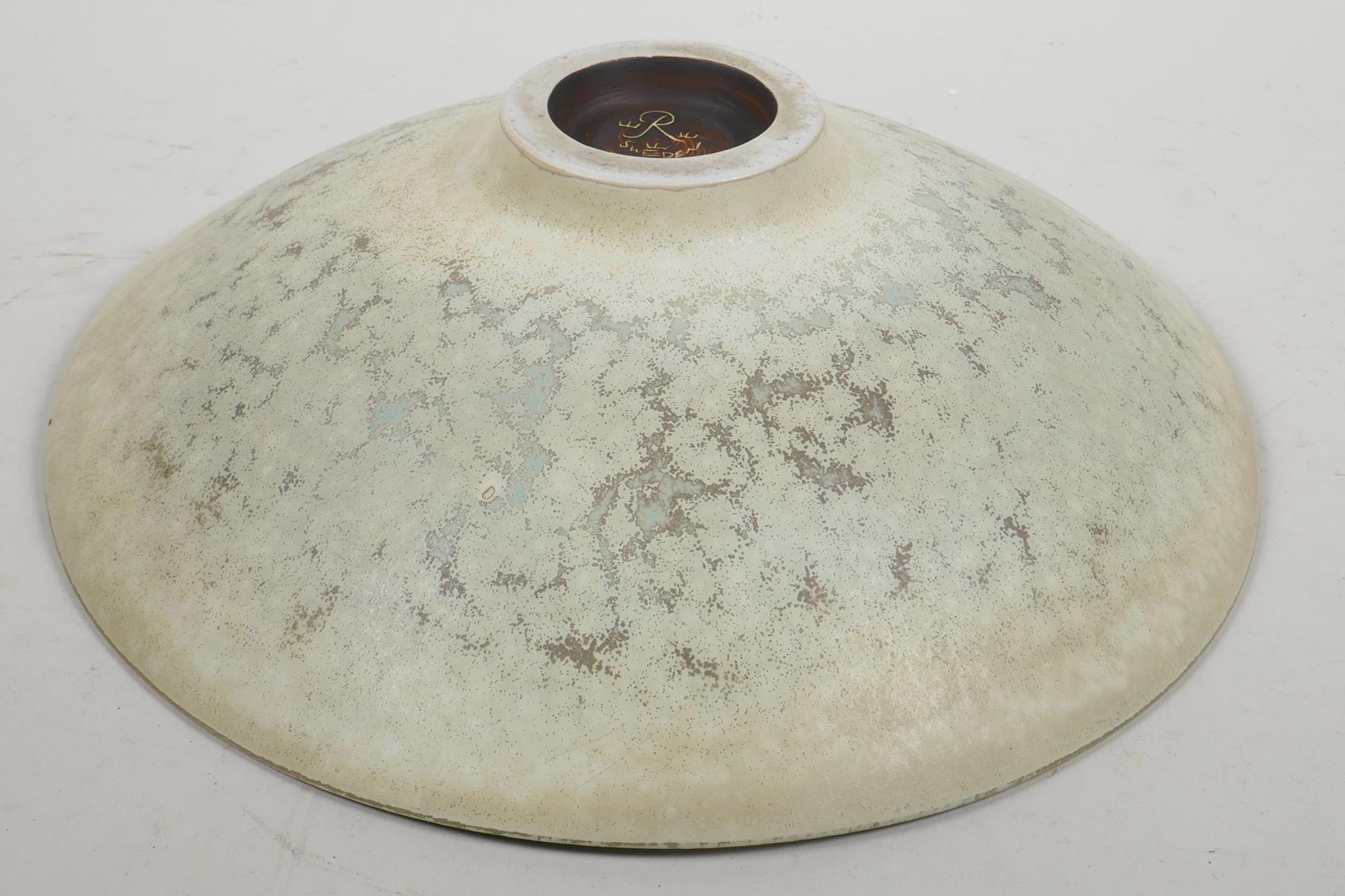 Carl-Harry Stalhane for Rorstrand, studio pottery shallow fruit bowl with clouded glaze, 11" dia - Image 3 of 4