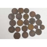 A bag of bronze coins, mainly British C19th pennies, 490g