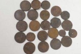 A bag of bronze coins, mainly British C19th pennies, 490g