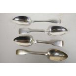 Four Regency sterling silver serving spoons, by Thomas Wallis and John Hayne, London, 1819,