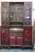 A C19th mahogany secretaire bookcase with Adam Style decoration, a glazed upper section, and the