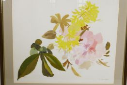 V. Denham, still life of flowers painted in the Chinese manner, signed, 16" x 13", titled verso '