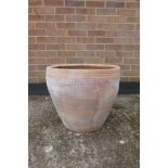 A large terracotta pot, A/F crack, 17½" high x 20½" diameter