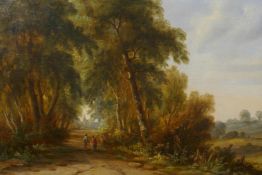J. Westall, a pair of rural landscapes, C19th oils on canvas, re-lined, 11½" x 16"