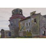 Vladimir Borisovich Ozernikov (Russian, 1919-2000), 'A Ruined Church', c.1970, signed under frame