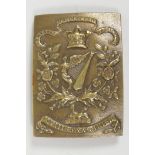 A bronze buckle from the 18th Royal Irish Foot Regiment, 3½? long