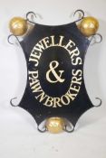 A traditional pawnbroker's hanging shop sign, 40" x 53"