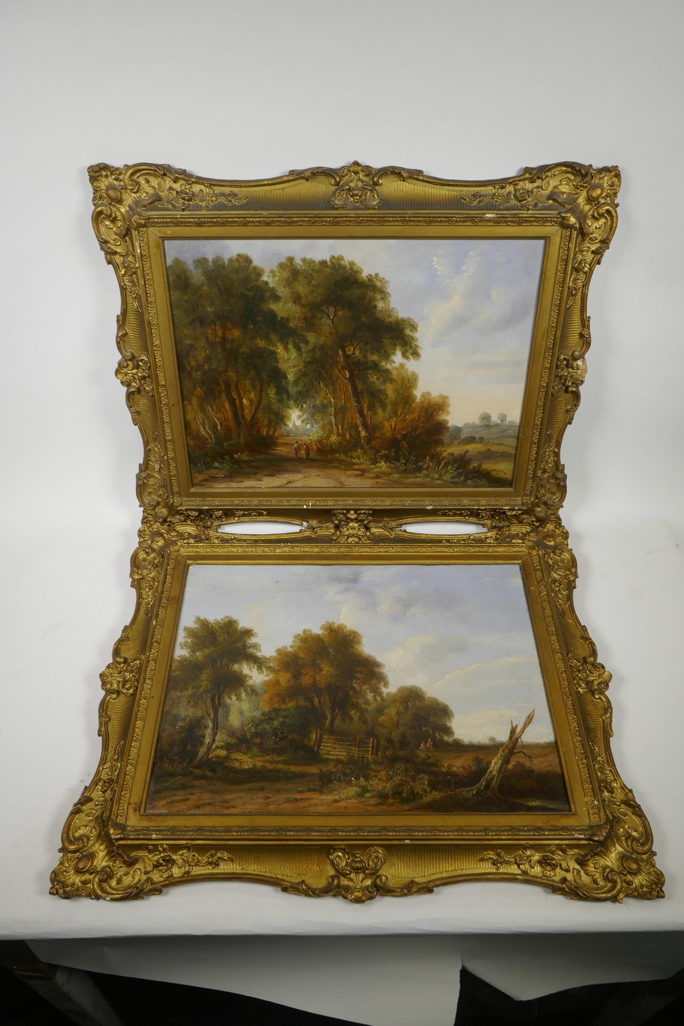 J. Westall, a pair of rural landscapes, C19th oils on canvas, re-lined, 11½" x 16" - Image 4 of 5