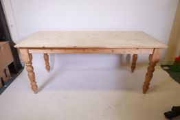 A pine farmhouse style scullery table with a single drawer to end, 69½? x 31" x 30" high