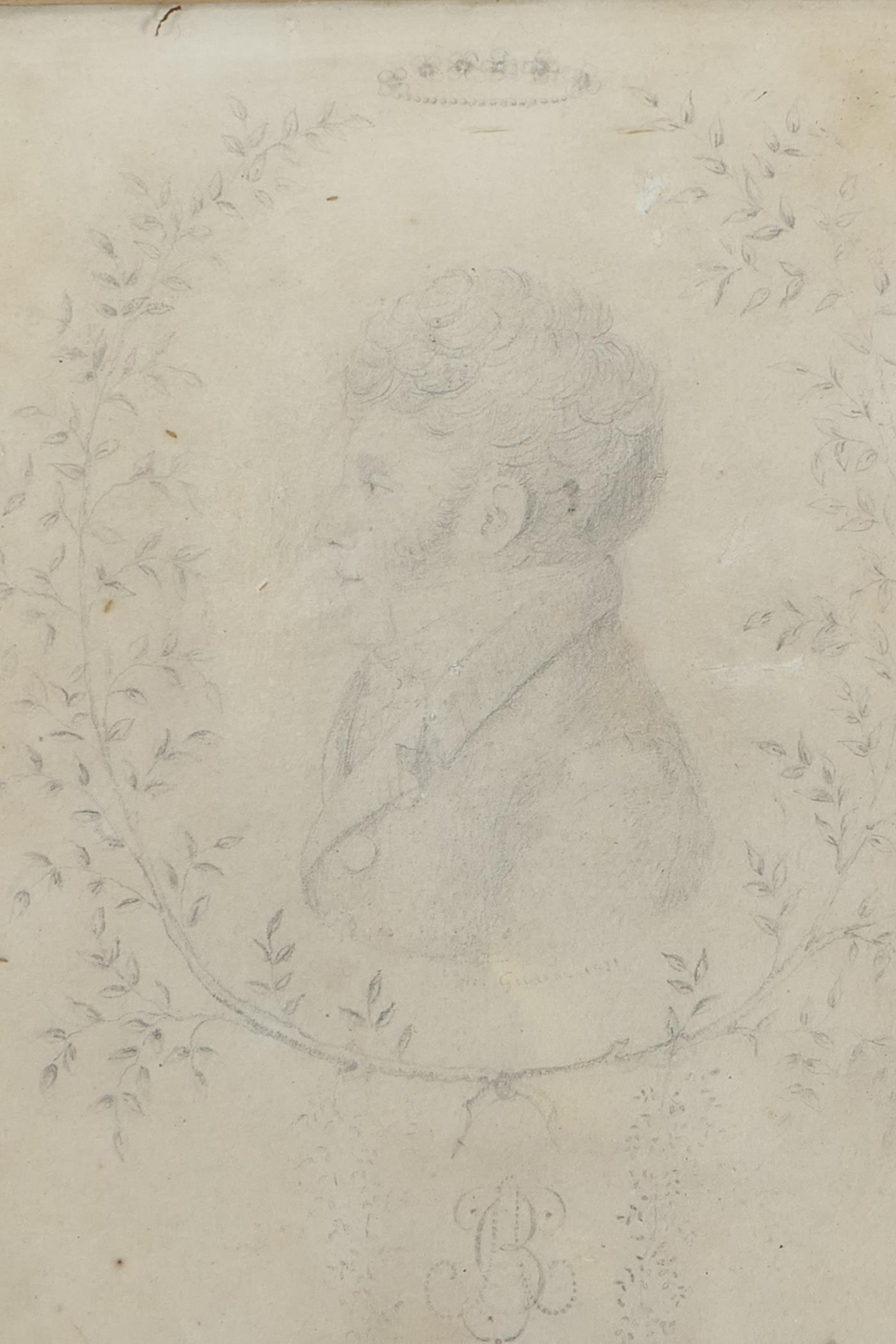 An early C19th pencil portrait of a gentleman, inscribed indistinctly 1811(?) in an ebonised - Image 2 of 7