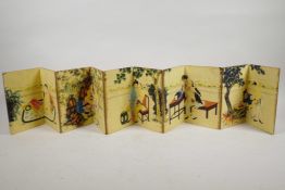 A Chinese printed concertina erotic book, 4½" x 7"