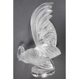 A Lalique clear and frosted glass car mascot/paperweight modelled as a cockerel, 8½? high