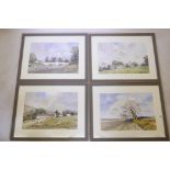 Frank Parker, set of four watercolours, rural scenes, 19" x 13", signed