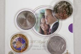 Four £5 collector's coins, 2016 'The Life and Times of Her Majesty The Queen', 2015 Jersey Battle of