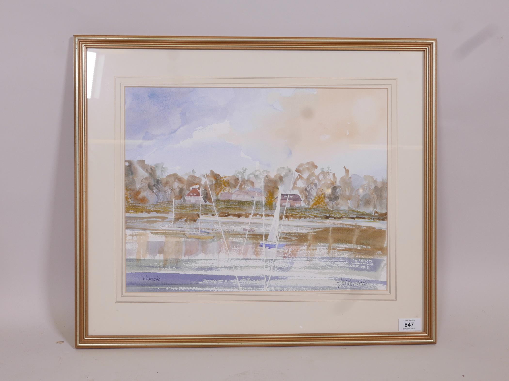 Jean Keen (British, fl. C20th), 'Hamble', signed and dated 1996 lower right, 14" x 18" - Image 2 of 6