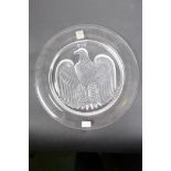 A Lalique frosted and clear glass collector's plate made to commemorate the American Bicentenary,
