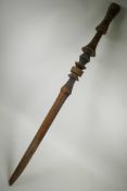 An African carved hardwood staff, 41½" long