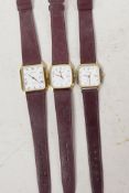 Three gentleman's Certina quartz watches on leather straps