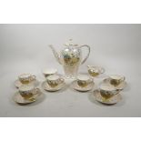 An Empire Ware crinoline Lady Pattern six place coffee service, 8½" high