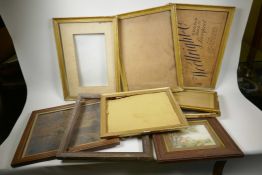 A box of watercolour frames including a set of three slip frames, 17" x 12"