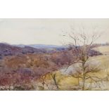 View across a landscape, signed 'James Paterson', watercolour, 8½" x 11"