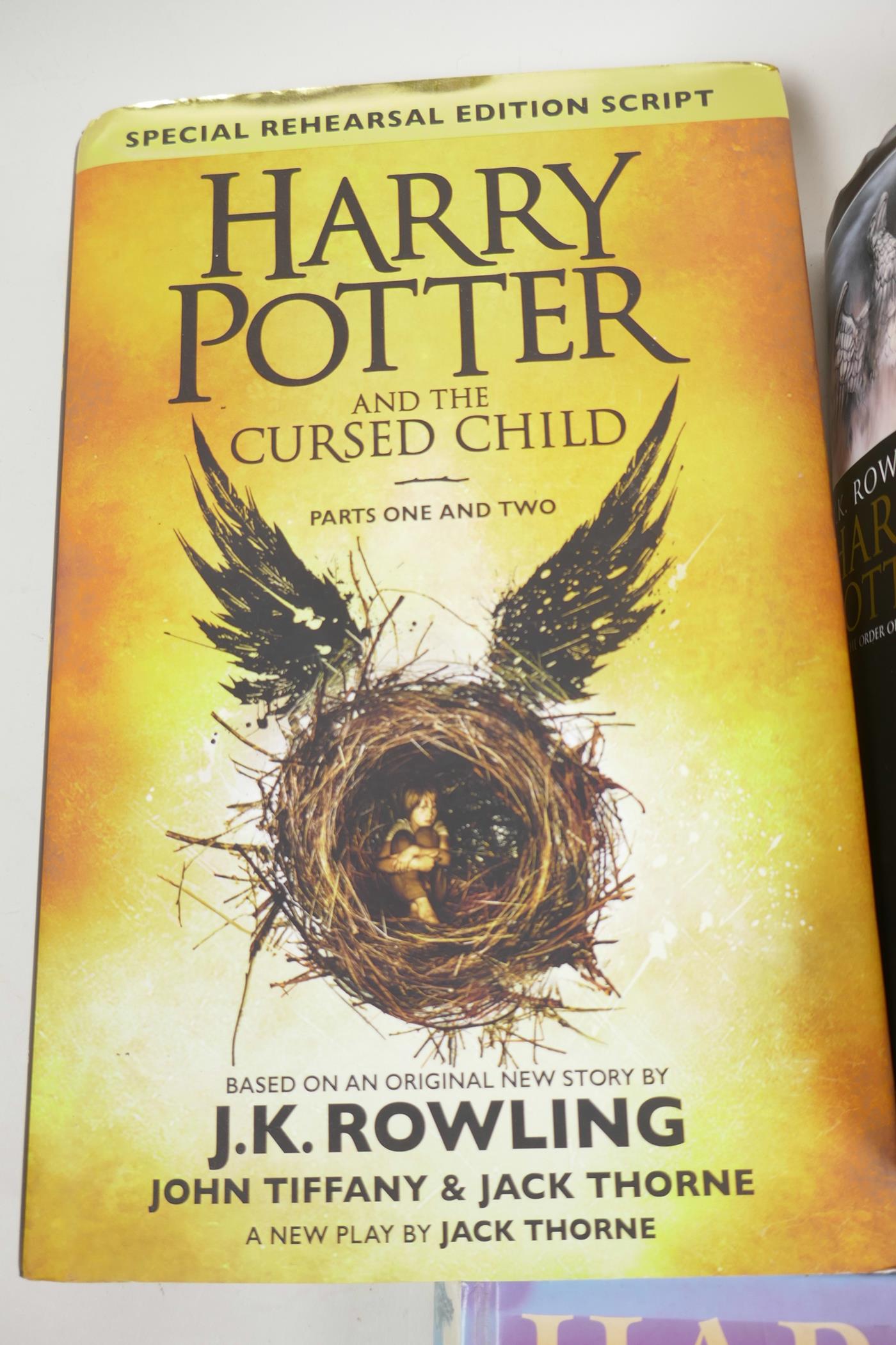 Four Harry Potter books, 'The Cursed Child Play Script', two 'The Order of the Phoenix', 'The - Image 4 of 4