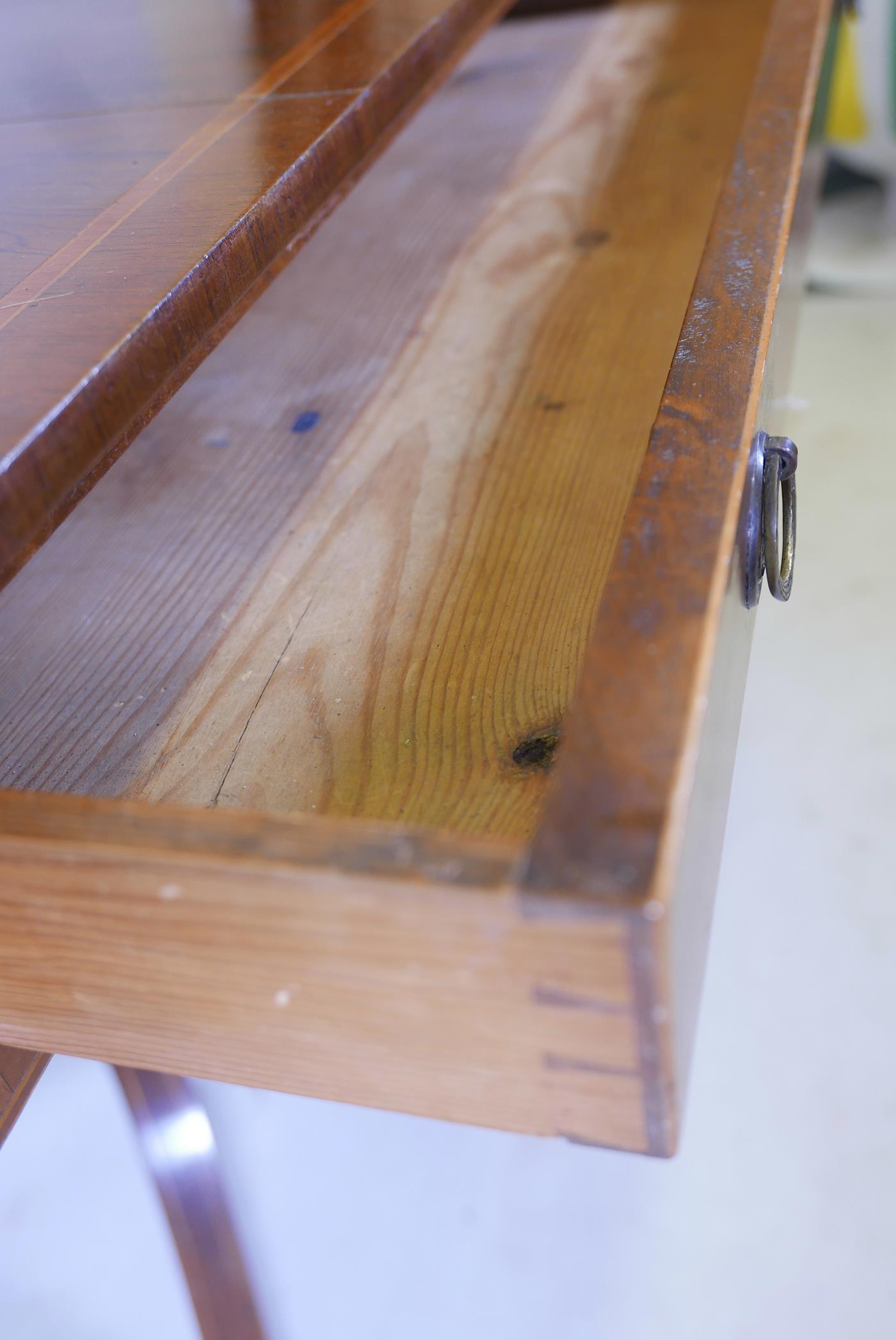 A Regency rosewood single drawer sofa table with satinwood banded top and boxwood stringing, - Image 5 of 5