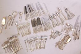 A quantity of Sheffield silver plated King's Pattern flatware, eight place or more