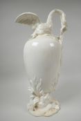 A rare H. & R. Daniel (probable) swan lipped ewer, c.1825-30, in white glazed bone china, with the