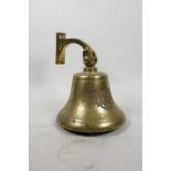 A brass ship's bell, engraved Interfax, 9" drop