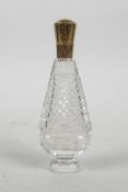 A French cut glass and yellow metal scent bottle, 4" high