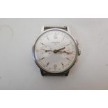 A Lemania 10 stainless steel gentleman's wristwatch, with silvered dial, gilt batons and two