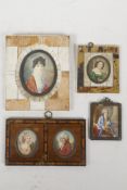 A C19th Continental, possibly Austrian, decorative portrait miniature of a husband and wife in