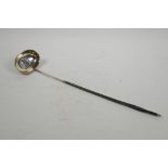 A Georgian hallmarked silver punch ladle with a whale bone handle, London 1802, 15" long