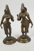 A pair of Indian bronze figures of the goddess Parvati, 5¼" high