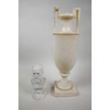 A Russian mid C20th Lomonosov (LFZ) style miniature white bisque porcelain bust of Pyotr Tchaikovsky