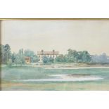 Fanny Hjelm, landscape with large house, signed and dated 1890, 8½" x 5¼"