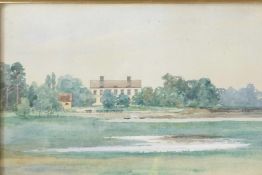 Fanny Hjelm, landscape with large house, signed and dated 1890, 8½" x 5¼"