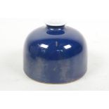 A Chinese dark blue glazed porcelain inkpot, 6 character mark to base, 4" diameter