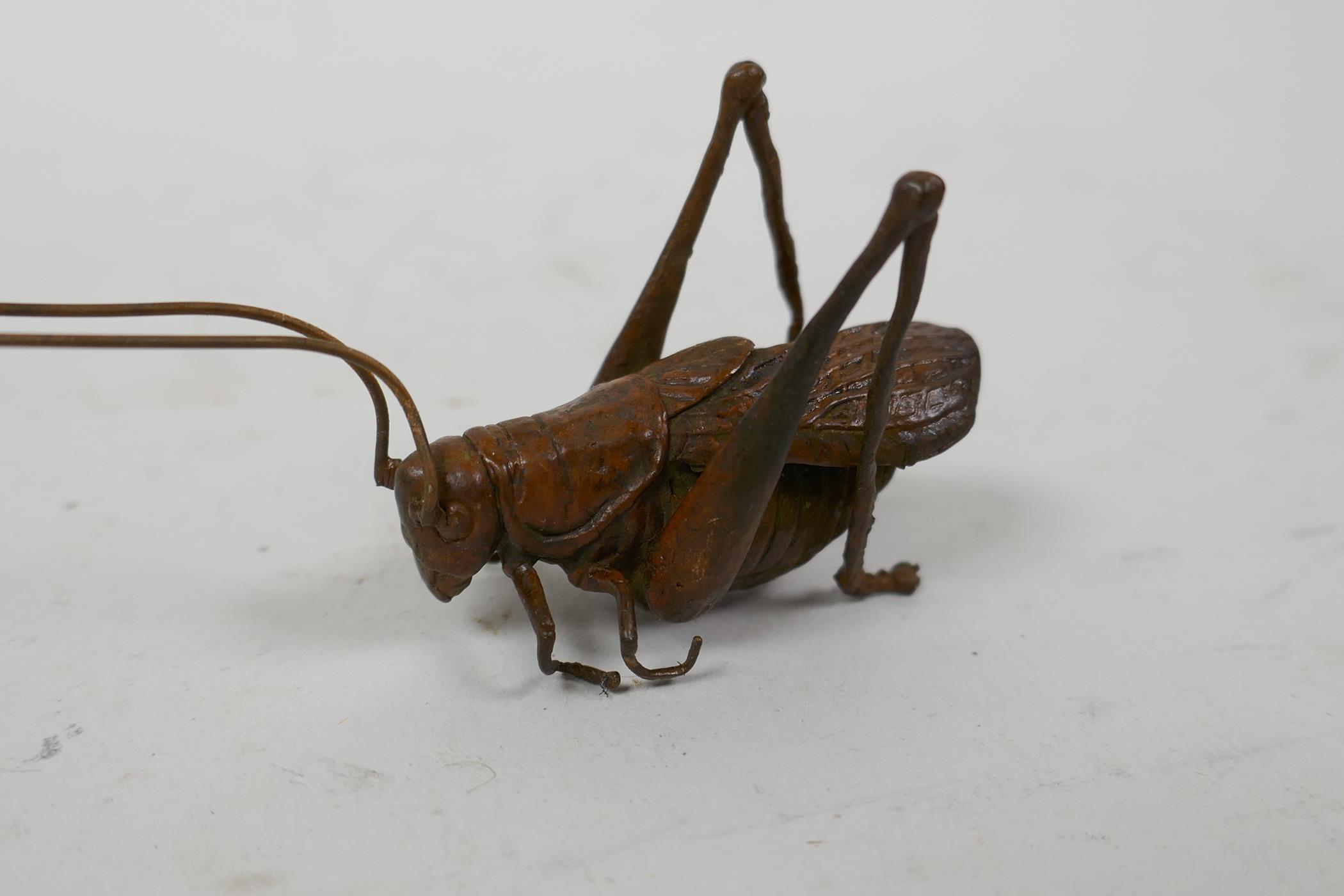 A Japanese Jizai style coppered metal cricket, 5" long - Image 2 of 2