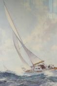 Montague Dawson, lithograph of sailing yachts at sea, pencil signed in the margin, 19" x 28"