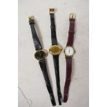 Three lady's Certina wristwatches on leather straps