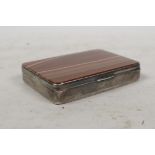 An agate and 925 silver cigarette box, 3" x 2"