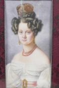 A portrait miniature of a Georgian lady, 2¼" x 4"