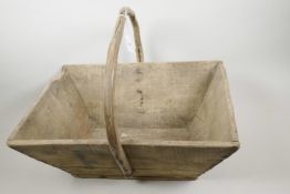 A French wooden trug/basket, 18" long