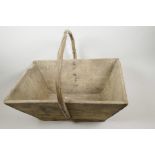 A French wooden trug/basket, 18" long