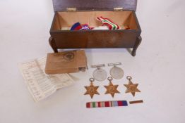 Five WW2 medals, the 1939-45, the Defence medal, Africa Star, Italy Star and 39-45 Star, with